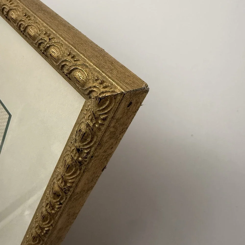 Vtg Embroidered Cross Stitched Wall Art Fashion Victorian Decor Matted Framed